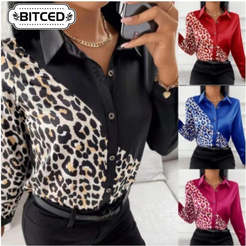 BITCED Women's Fashion Casual Long Sleeve POLO Neck Blouses & Shirts Unique Design
