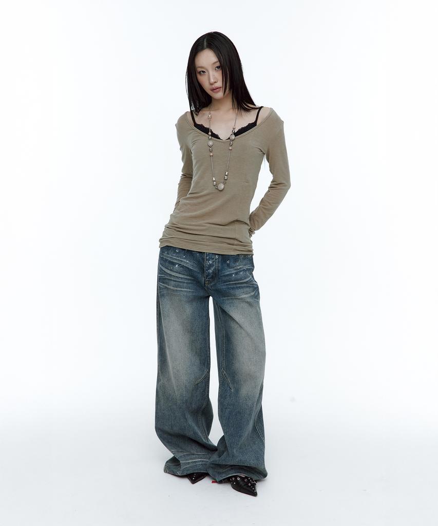 ROUGHNECK Crossline Slim Top Khaki Brown