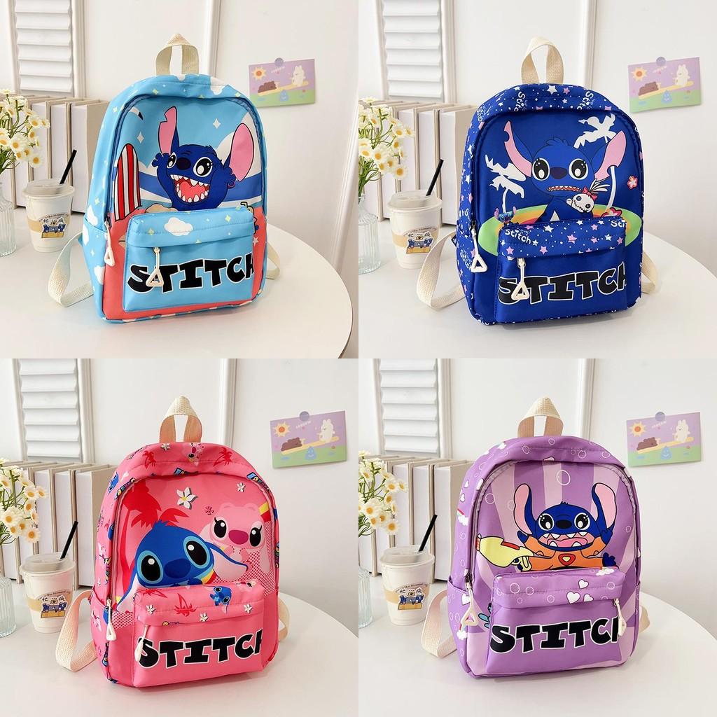 Stitch Children Cartoon Print School Backpack With Breathable Nylon For Kindergarten Kids