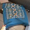 Women'S Luxury Winter Fashion Scarf Thick Travel Shawl Wrap Embroidered Flower Warm Neckerchief Poncho Pashmina Bufanda