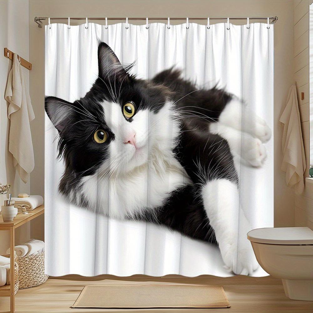 Funny Cat Design Shower Curtain Waterproof Polyester Pet Animal Bathroom Curtain Decor Modern Home Accessory Shower Curtain