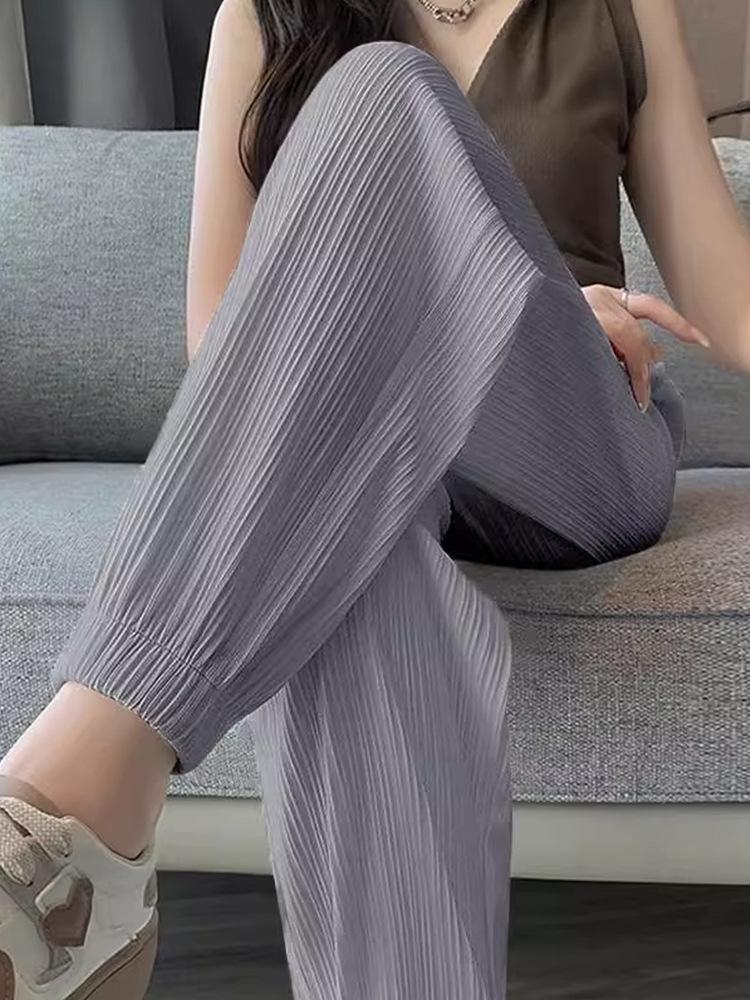 Women's Summer High-Waist Ice Silk Loose Fit Casual Pants