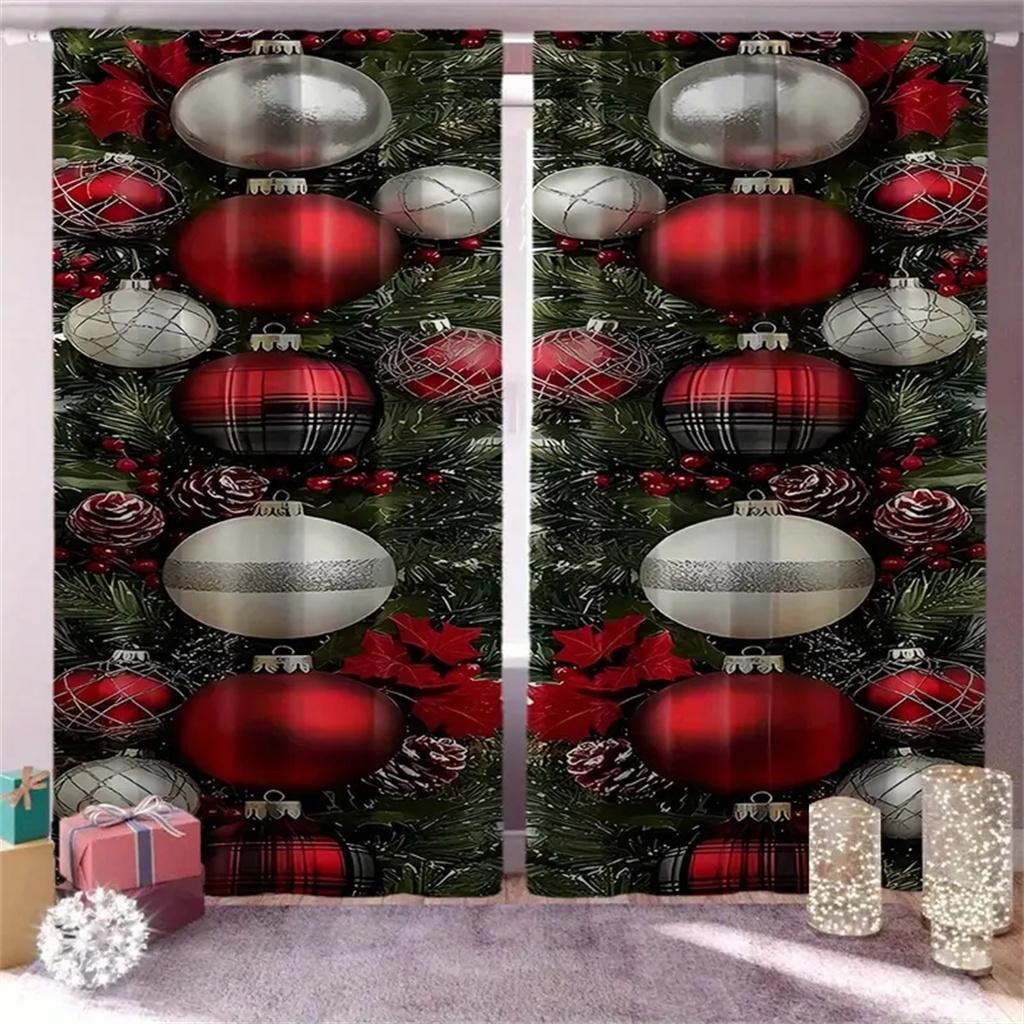 2-teilige moderne Weihnachts-Türvorhänge mit Weihnachtsstrumpf, festlicher Digitaldruck, Feiertagsdekoration für Wohnzimmer, Schlafzimmer