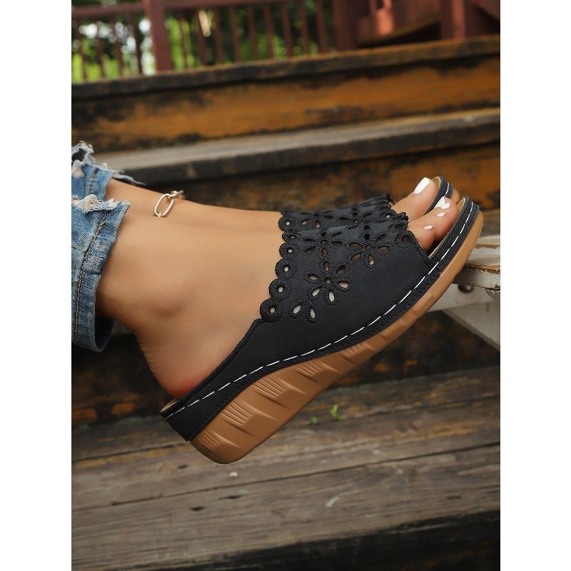 Summer New Wedge Slippers Women's 2025 Plus Size Muffin Thick Sole Open Toe Sandals