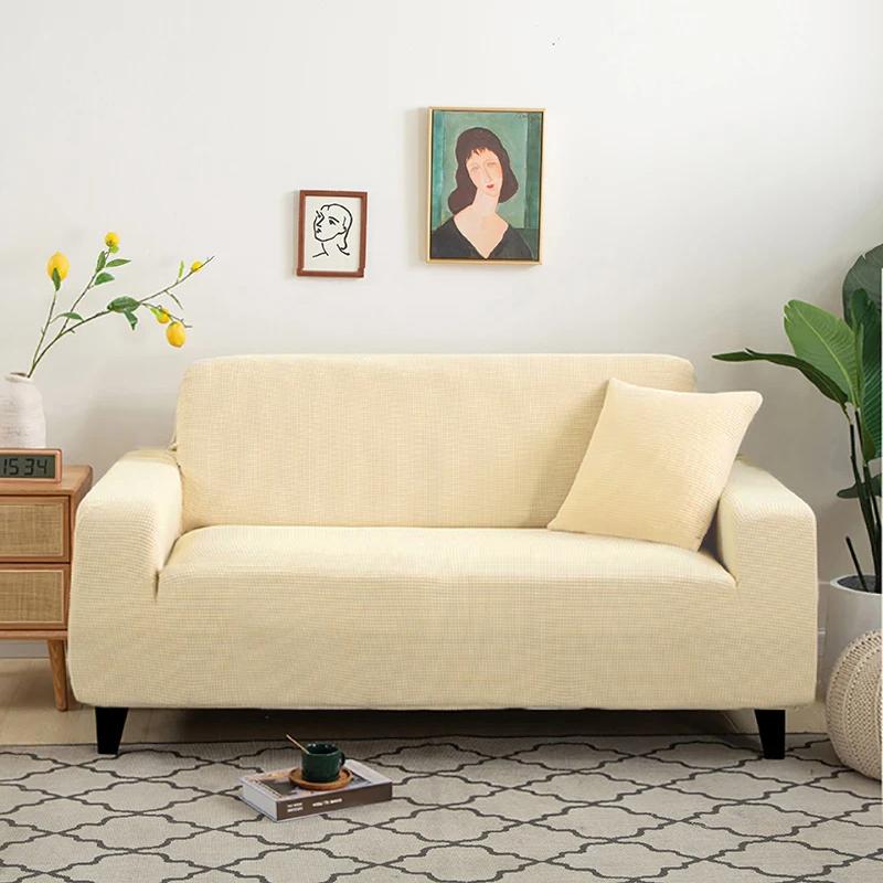 Elastic Jacquard Sofa Cover High Stretch Couch Covers Washable Solid Color Slipcover for Living Room 1/2/3/4/5 Seater