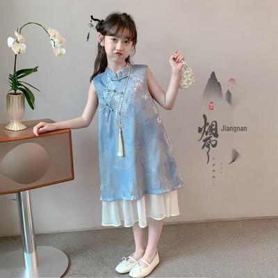 Girls' New Chinese Style Cheongsam Summer Princess Dress