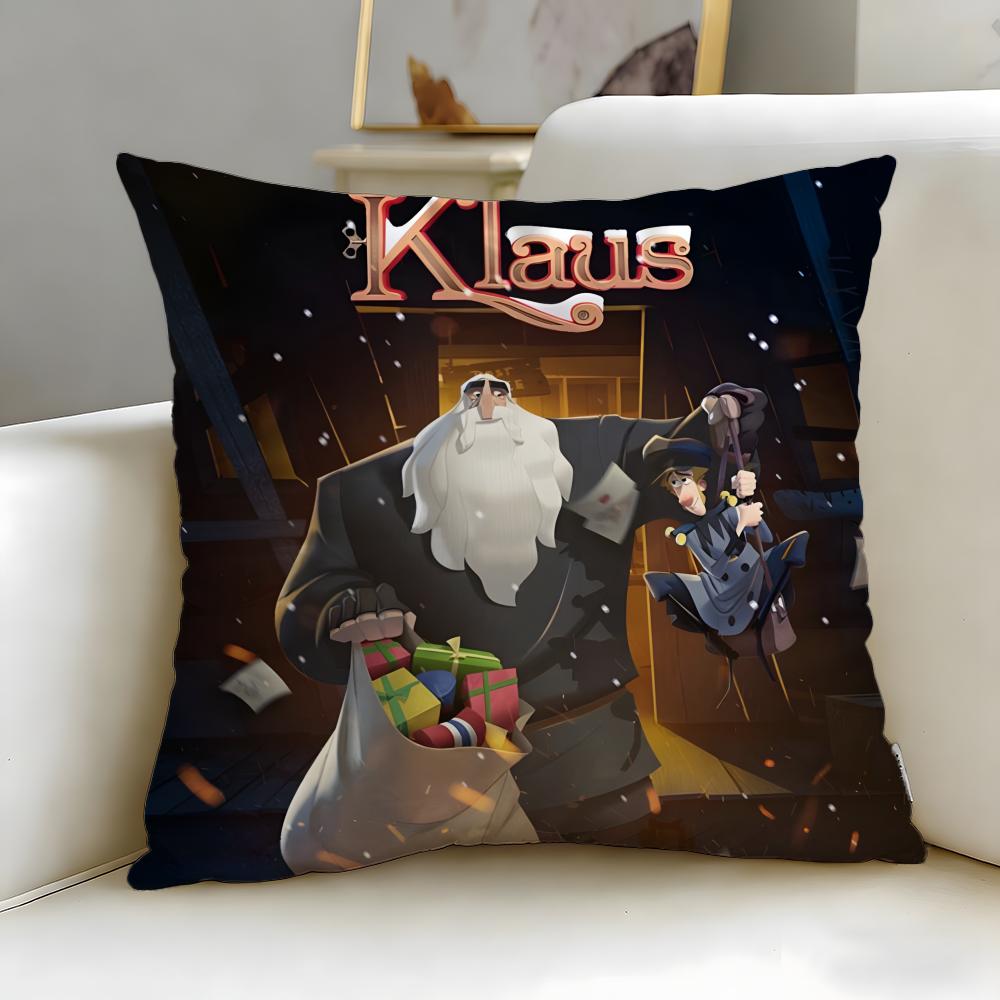 classic animated movie Klaus Cushion Cover Soft EasyWash Pillow Case Versatile for Couch Bed Travel and Office