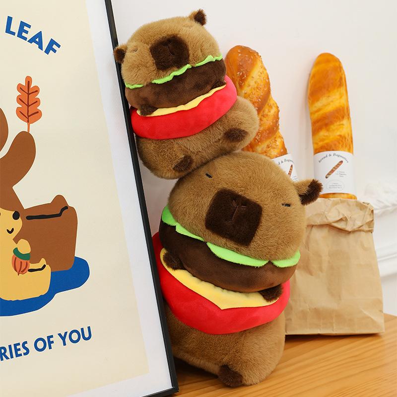 Bambola Capibara Burger Giocattolo di Peluche Capibara Burger Carino Scambio di Regali di Compleanno