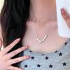 Stylish Pearl and Heart Pendant Necklace Adjustable Length Clavicle Chain Fashionable Neckchain Jewelry for Women