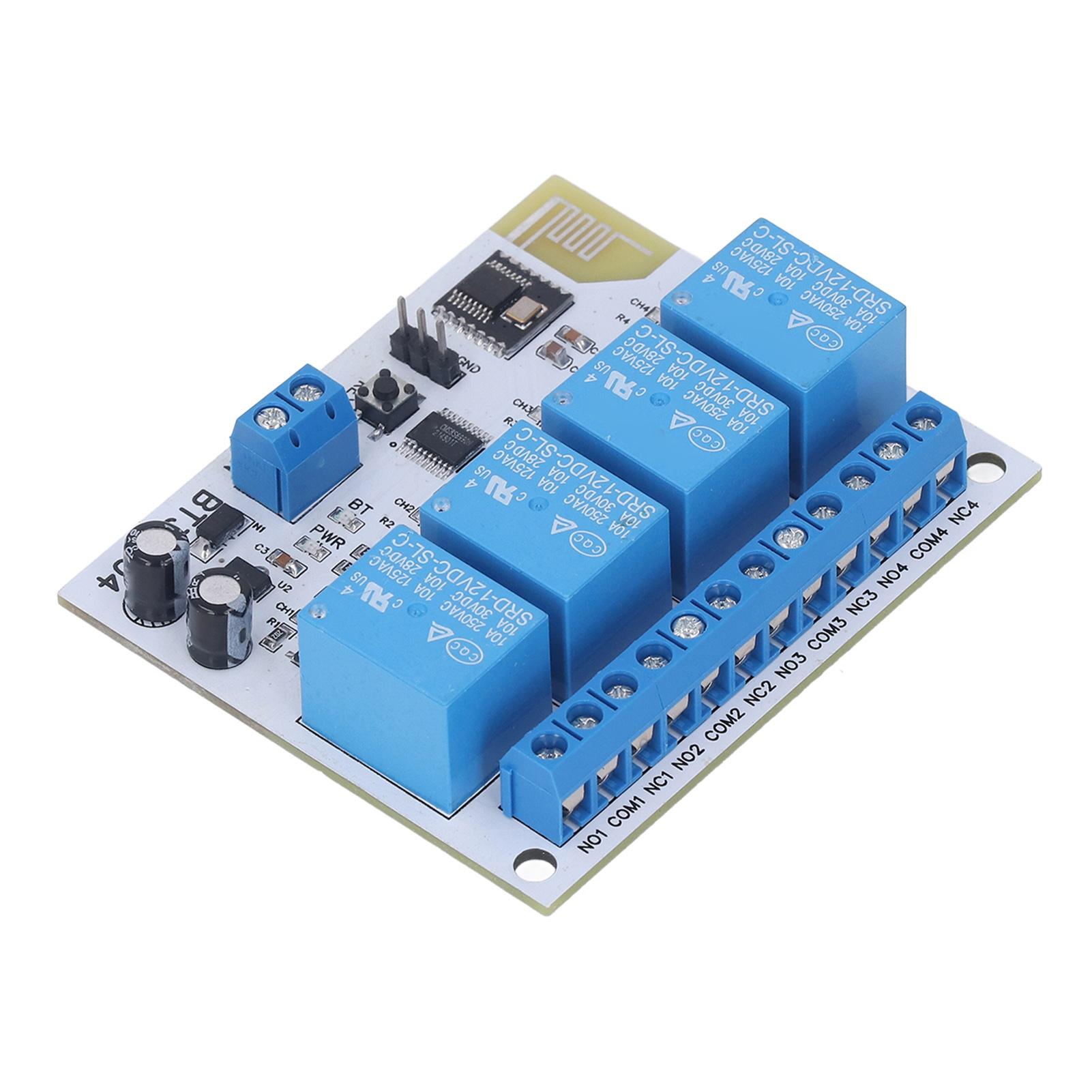 

4 Channel Bluetooth Relay Control Module Anti Interference 2.4G RF Remote Control Relay Panel DC12V