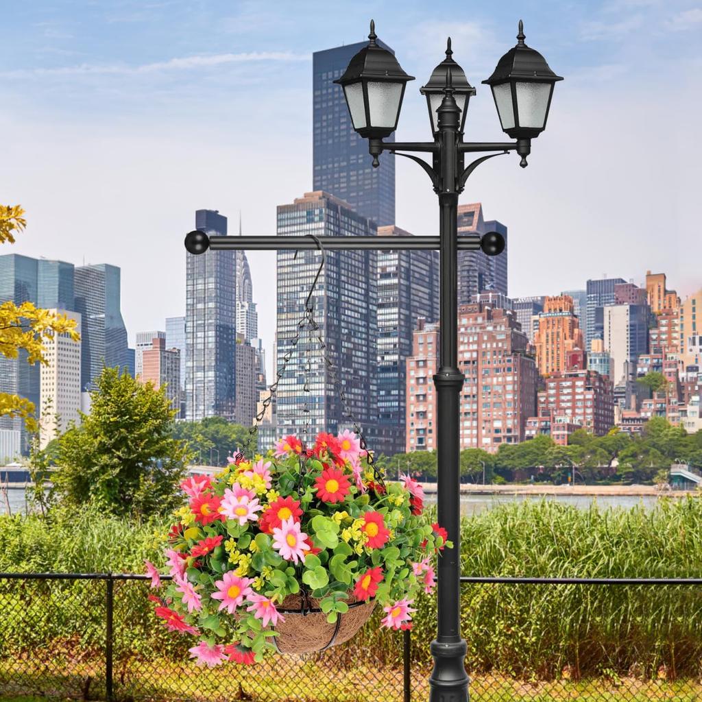 Gadpiparty Lamp Post Cross Arm Ladder Frame Threaded Metal Ball Pole Lamps Cross Handle Lamp Post Arm Rest Lamppost Light Fixture Replacement Ladder