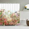 Retro Blooming Flowers Shower Curtains Bathroom Curtains Waterproof Polyester Bath Curtain With 12 Hooks Shower Curtain