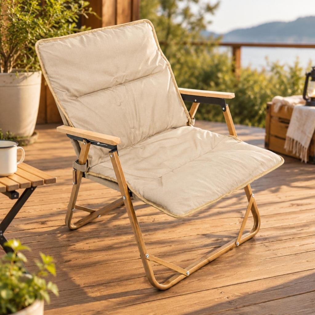 Foldable Chair Cushion with Oxford Cloth Cover Supportive Outdoor