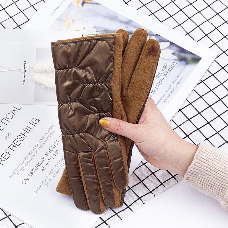 Women Gloves Down Cotton Keep Warm Winter Female Waterproof Thermal Fleece Lined Touch Screen Non-slip Riding Motorbike