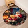 Christmas Santa Claus Printed Round Rug Carpet Chair Rug Area Rug Entryway Doormats,for Office Chair Living Room Bedroom Kitchen Room.