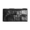 Fashion Solid Color Intreccio Woven Long Leather Wallet Men Wallet Black 693221VCQ728803
