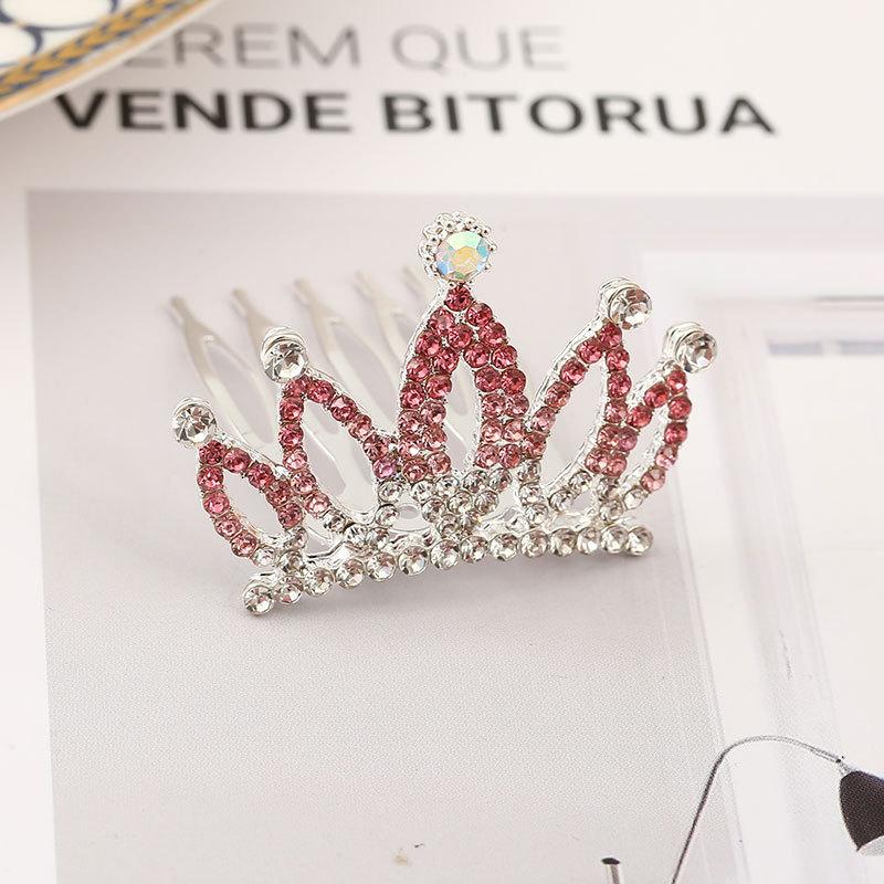 Girls Hair Accessories Mini Crown for Kids Bling Rhinestone Tiaras Hair Combs Princess Diadem Love Heart Shaped Headbands