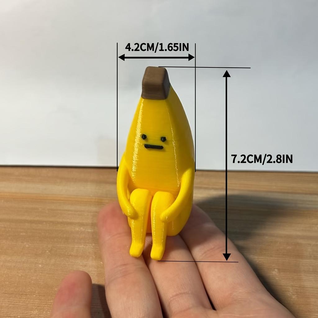 3pcs/2pcs/1pc Anxious Banana 3D Printed Figurines | Durable PLA Material, Creative Decor for Home, Office, and Car