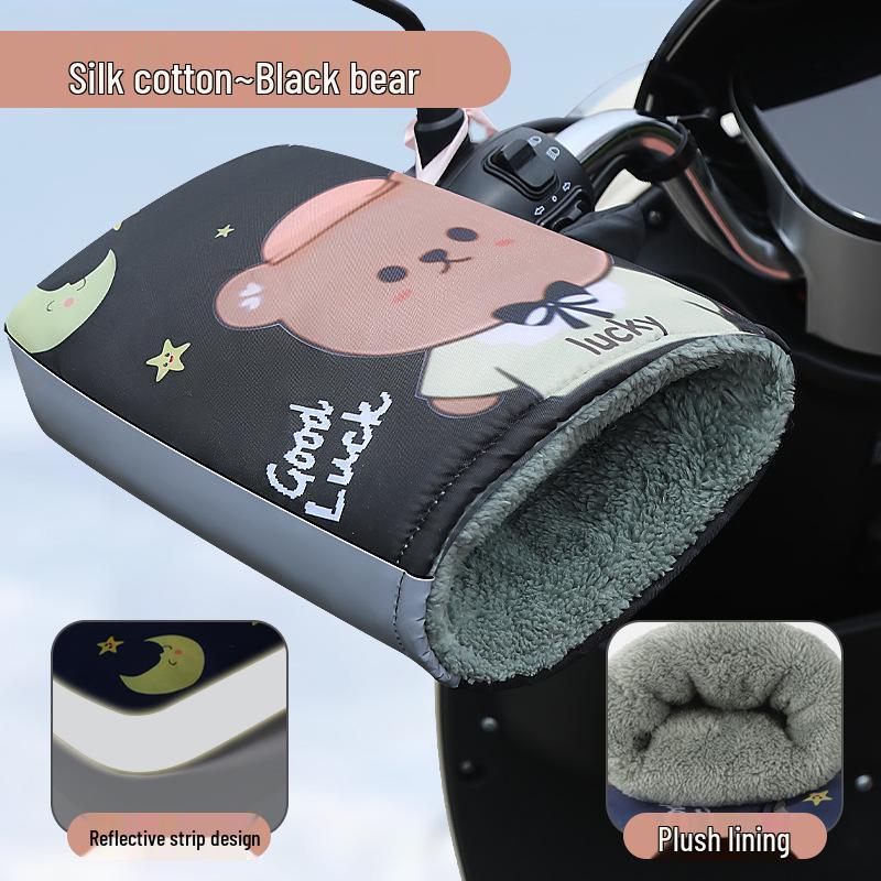 Windproof Fleece-Lined Handlebar Covers for Winter Riding One Size