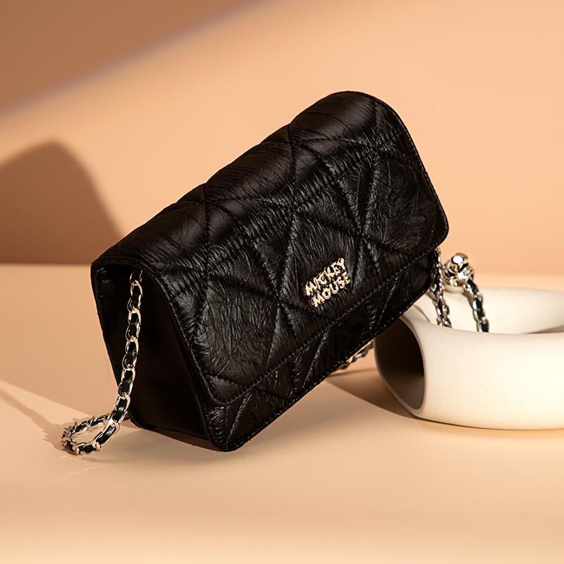 New Disney Mickey Series Synthetic Leather Crossbody Bag, Shoulder Bag, Small Square Bag Regular Unisex Black DHF41118-A