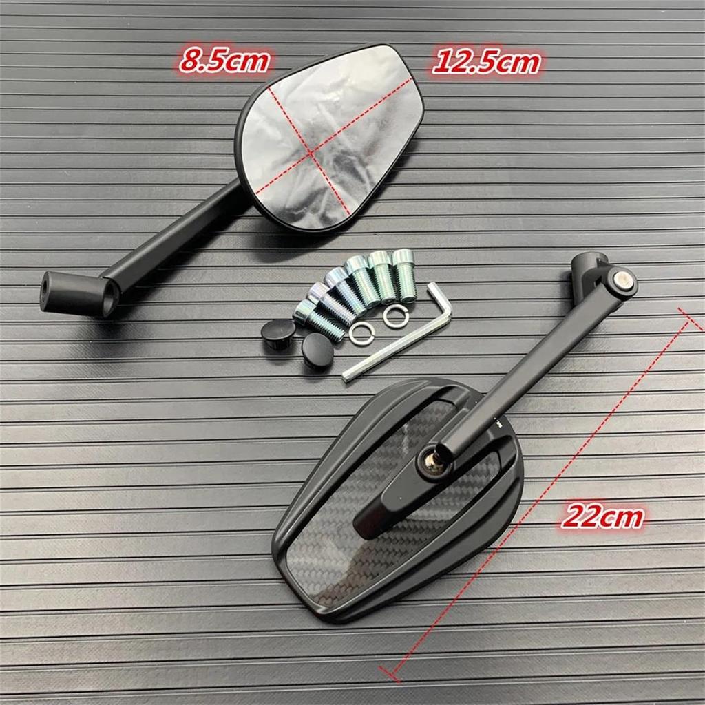 True Carbon Fiber Motorcycle Mirror Scooter E-Bike Rearview Mirror Electric Motorcycle Back Side Convex Mirror 8mm 10mm(B2)