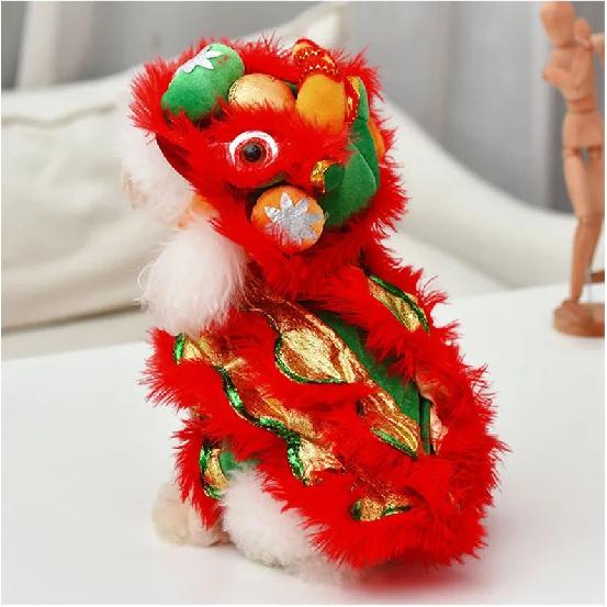 Dog Clothes Funny New Year's Pet Chinese Costume Dragon Dance Lion Dog Party Lion Dance Red Cosplay Festive Lucky Pet Clothes