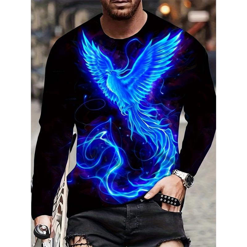 Oriental Dragon Printed Men's Long Sleeve T-shirt Autumn Daily Street Men's Fashion Long Sleeve T-shirt Casual Long Sleeve Top