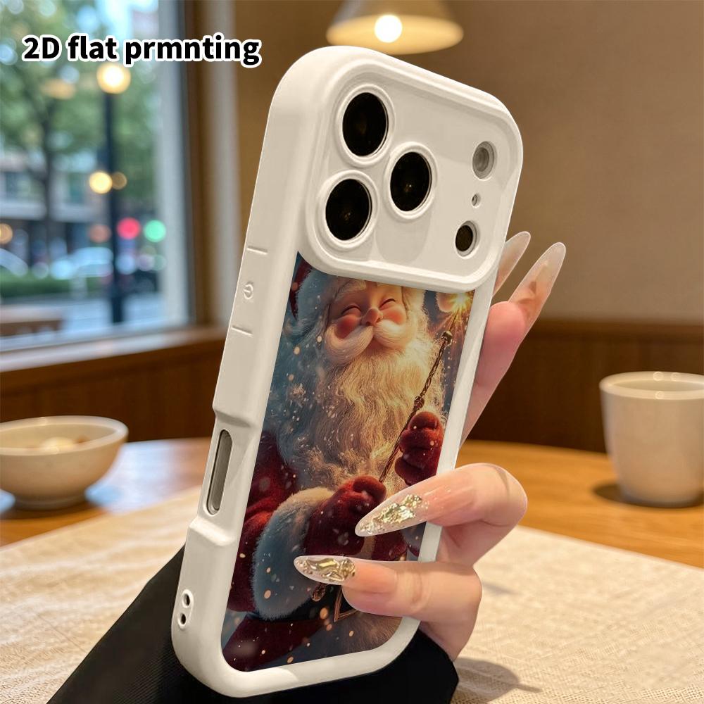 Phone Case: 2D flat, suitable for iPhone 18, 17, 16, 15, 14, 13 Pro protective case, Magical Santa Claus, Christmas and Halloween, perfect holiday gif