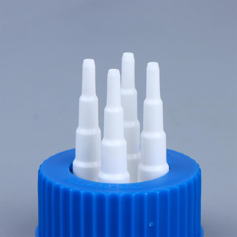 GL45 Safety Lid for Feeding Bottles 1-4 Port Reactor Adapter Splash Proof Corrosion Resistant for Lab Chemical Experiment Work