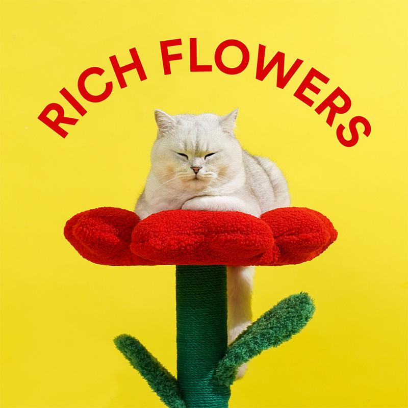 Zeze Money Flower Cat Nest: Enclosed Cat House with Scratching Post, Soft and Breathable.