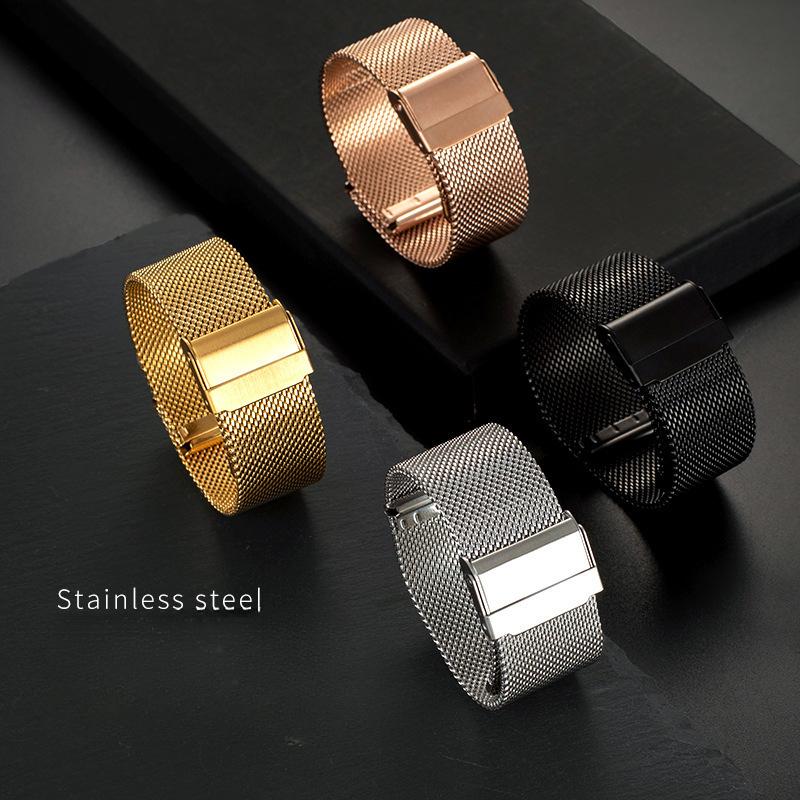

Ремешок из нержавеющей стали, сетчатый ремешок, проволочная пряжка, металлический ремешок, аксессуары для часов 12mm [Black]