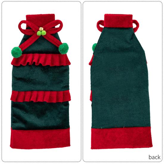 Cute Wine Bottle Costumes Christmas Cover with Bow & Pom Pom, Drawstring Red Gift Wrapping Supplies Green Wrap for Holiday Table Decor, Party