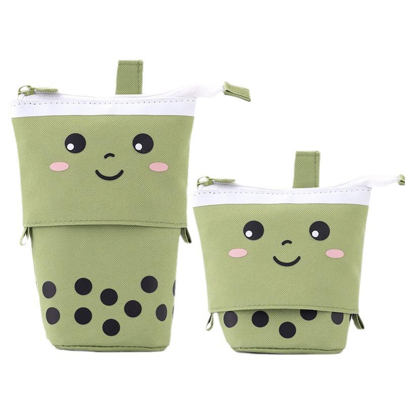 Japanese-Style Cute Milk Tea Pencil Case for Students - Multifunctional, Large Capacity Stationery Bag