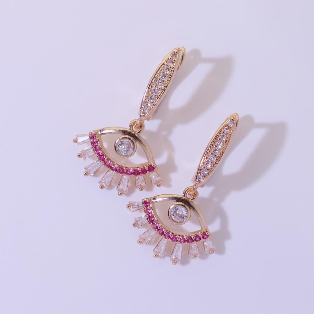 1 Pair Fashion Eyes Dangle Earrings for Women Zirconia Earring Jewelry Wedding Party Accessories