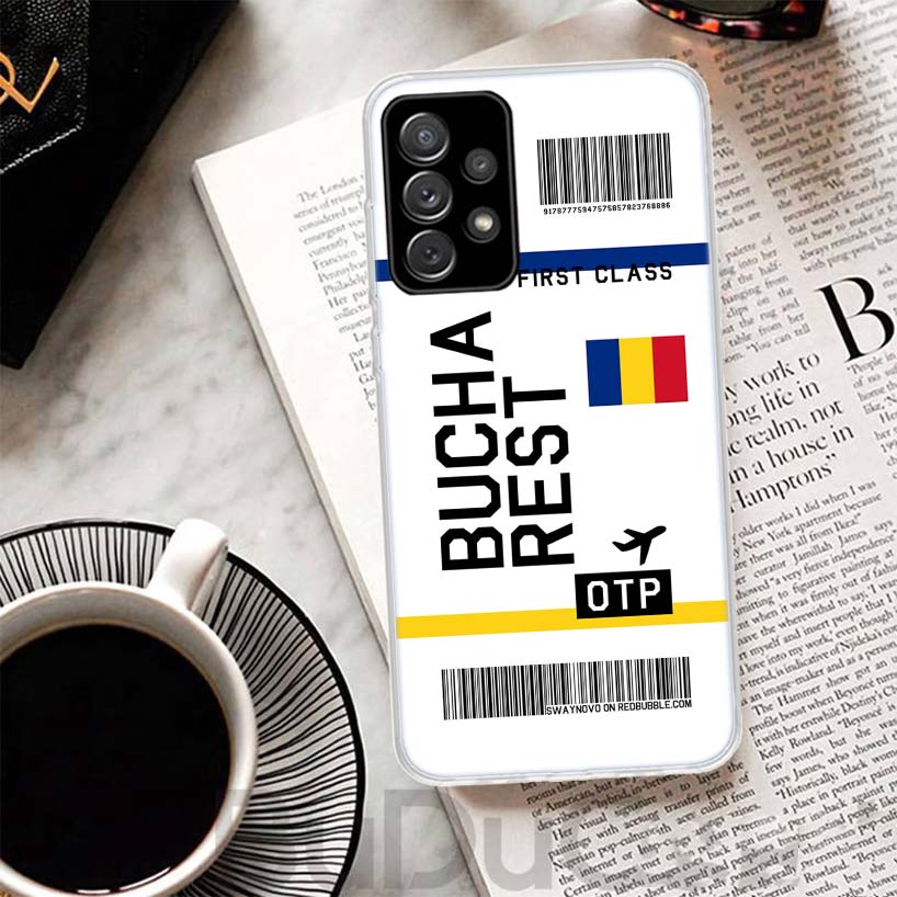 Travel Ticket Label Phone Case For Samsung Galaxy A15 A14 A54 A13 A53 A12 A52S A55 A22 A23 A24 A32 A33 A34 A25 A35 A03S A04S A02