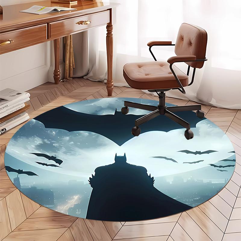 Batman Printed Round Rug Carpet Chair Rug Area Rug Entryway Doormats,for Office Chair Living Room Bedroom Kitchen Room.
