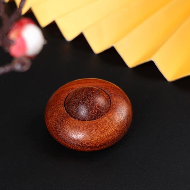 Red Sandalwood Handcrafted Health Ball Massager - Elderly Gift, Large Rosewood Flying Saucer Design