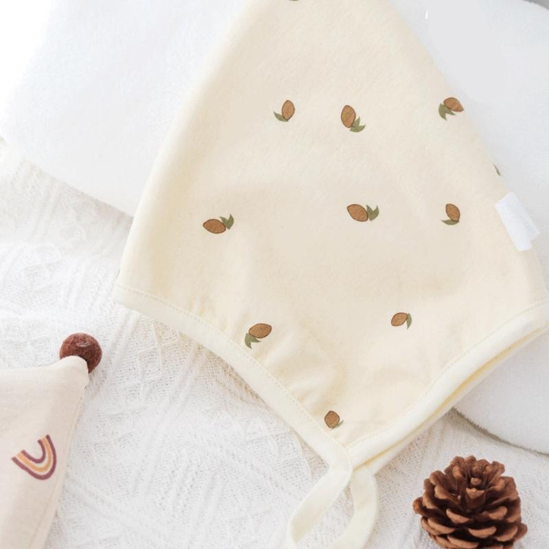 Earflap Hat with Strap Baby Hat Spring Autumn Bonnet Hat Ear Protection Caps Soft Breathable Hat for Infant 2-10 Months