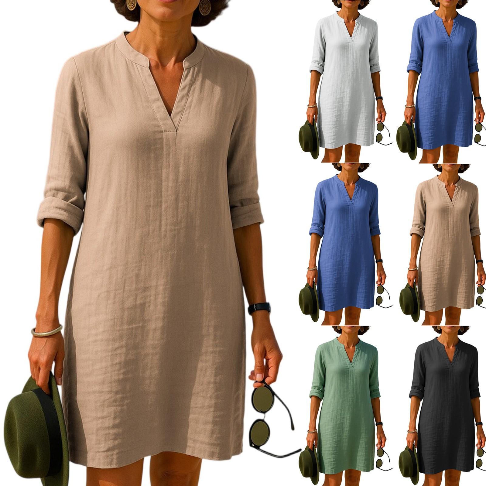 

A Casual And Loose V-neck Elegant Dress For Women XL білий