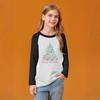 Kids' Fashionable Comfortable Christmas Print Neck Pullover Long Sleeve Top