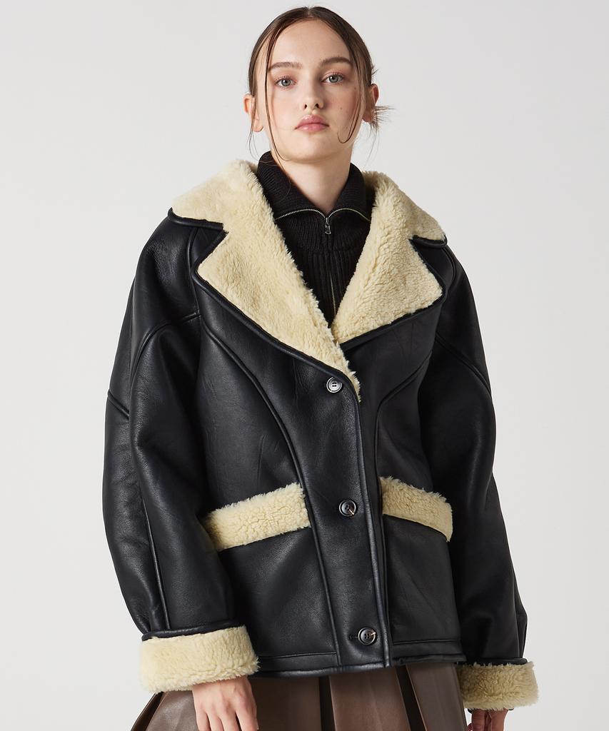 Awesome Studio Leather Shearling Jacket Black