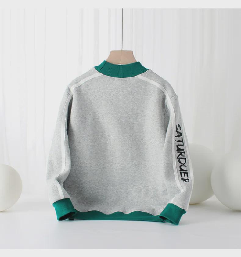 Kids' Winter Korean-Style High Collar Pullover with Velvety Warm Long Sleeves for Boys