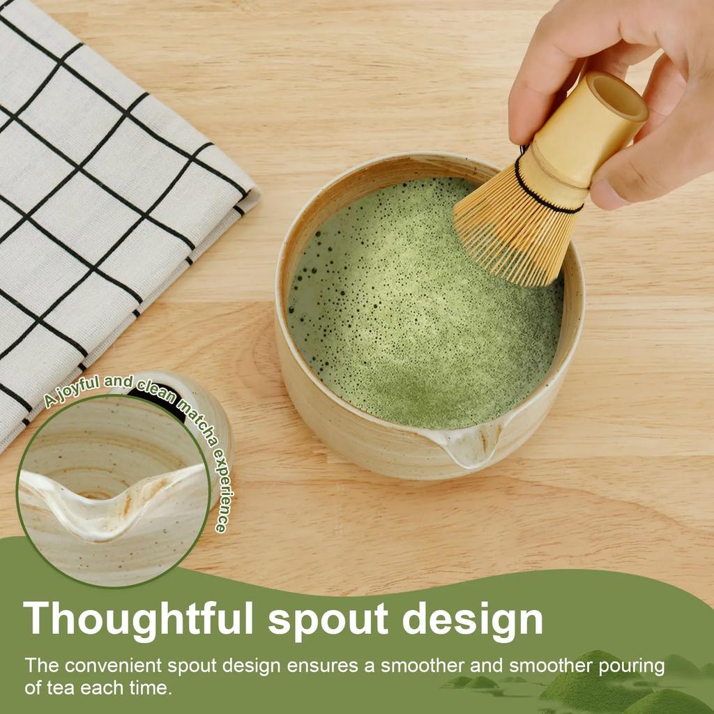 Set Matcha Japonez 4 Piese Set de Ceai Matcha Tradițional Set de Teluri Matcha Reutilizabile Kit Elegant de Începător Matcha pentru Iubitorii de Ceai