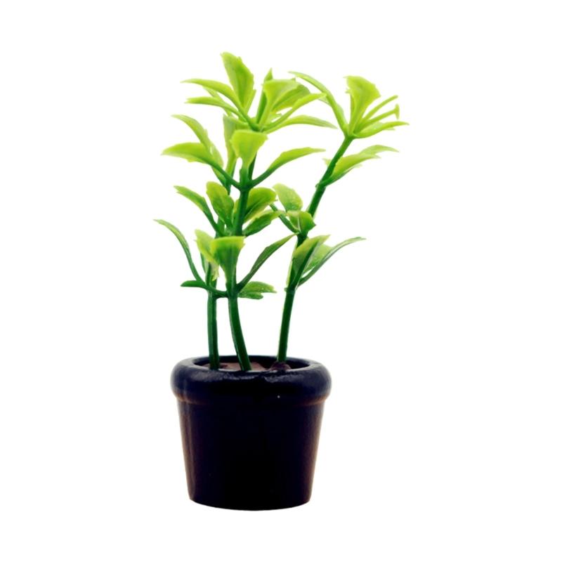 

Tiny Decorative Flowerpot For Doll House Scenes Strong Safe Friendly PVC Component чорний