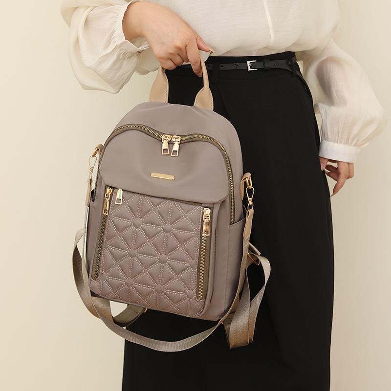 Plecak na co dzień, rombowy, pionowy zamek błyskawiczny, damski lekki plecak