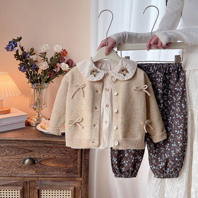 

2025 New Spring & Autumn Girls Shirts & Sweaters 3-Piece Toddler Set 110