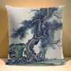 Chinese Ink Plant Pillow Case Flowers Xcm Square Decorative Cushion Cover for Sofa Home Printed Throw Polyester Pillowcase