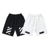 1210 Off-White 2025 Spring/Summer New OW Graffiti Slant Stripe Printed Men's and Women's Casual Loose Shorts