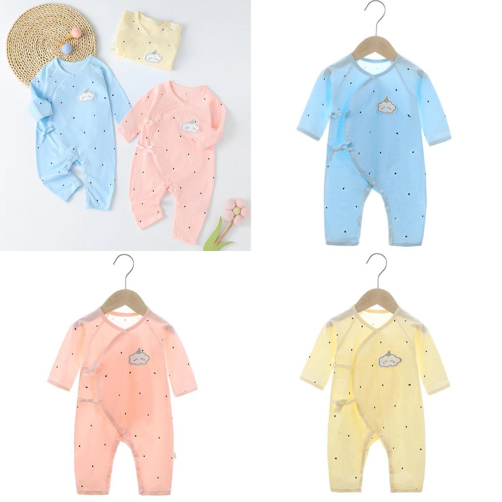 Sommerlicher Baby-Baumwollbody mit langen Ärmeln und Schmetterlingsmotiv für Neugeborene
