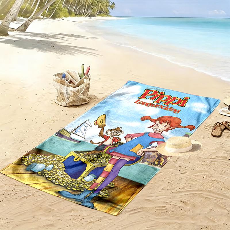 Pippi Longstocking 2D Flat Print Beach Towel, Large Soft Quick Dry Towel for Beach Camping SwimmingXSTJ0915460